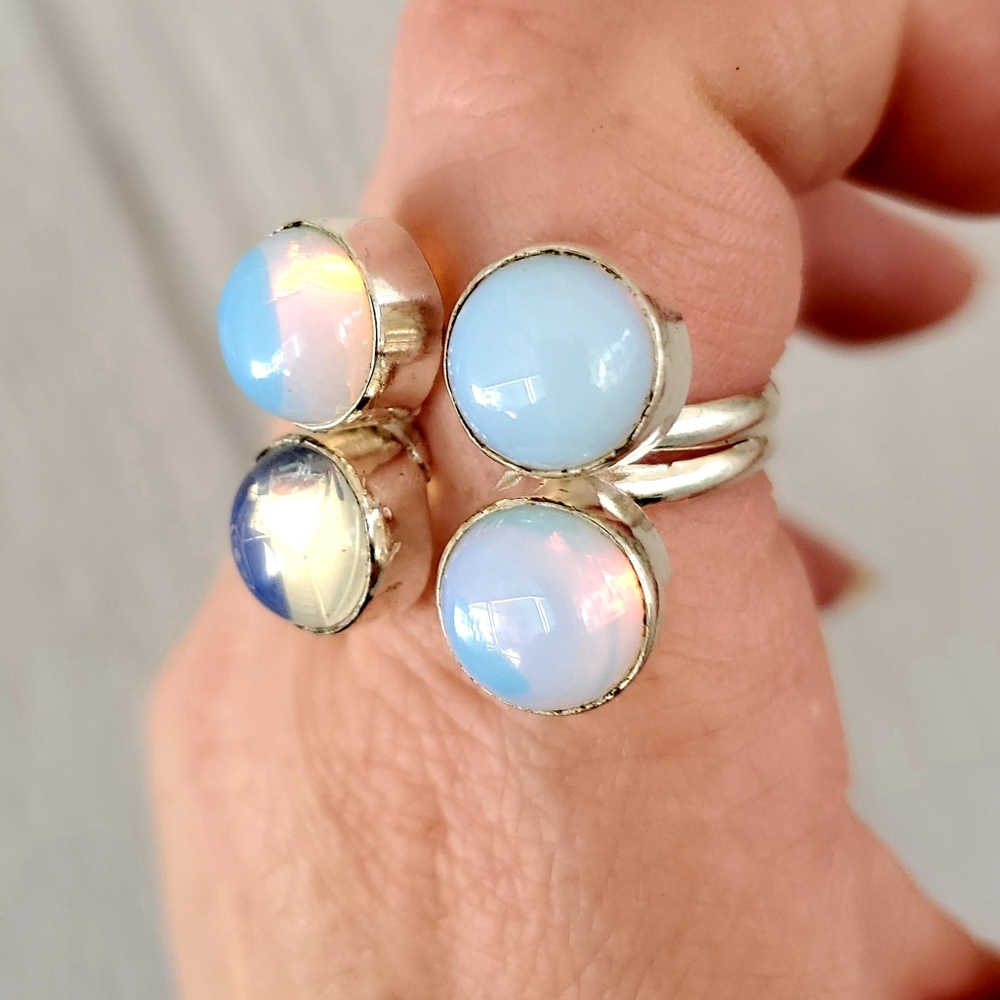 New Opal Opalite Open 925 Silver Ring.